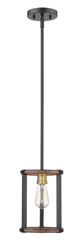 Z-Lite Kirkland 7" 1-Light Rustic Mahogany Steel Open Frame Mini Pendant Light