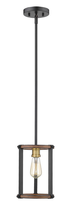 Z-Lite Kirkland 7" 1-Light Rustic Mahogany Steel Open Frame Mini Pendant Light