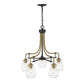 Z-Lite Kraken 25" 5-Light Matte Black and Olde Brass Chandelier With Clear Glass Shade