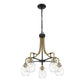 Z-Lite Kraken 25" 5-Light Matte Black and Olde Brass Chandelier With Clear Glass Shade