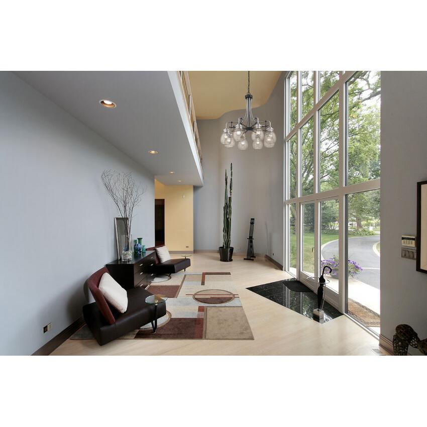 Z-Lite Kraken 28" 8-Light Matte Black and Brushed Nickel Chandelier With Clear Glass Shade