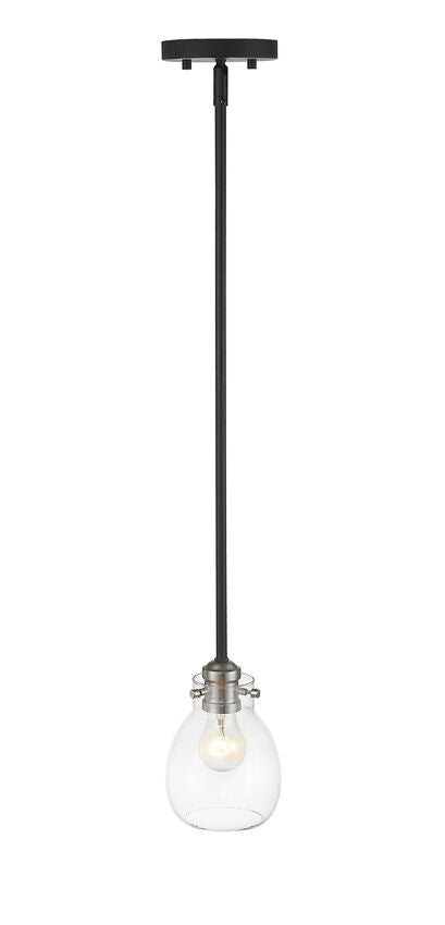 Z-Lite Kraken 6" 1-Light Matte Black and Brushed Nickel Mini Pendant Light With Clear Glass Shade