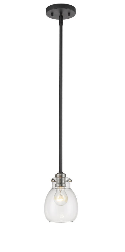 Z-Lite Kraken 6" 1-Light Matte Black and Brushed Nickel Mini Pendant Light With Clear Glass Shade