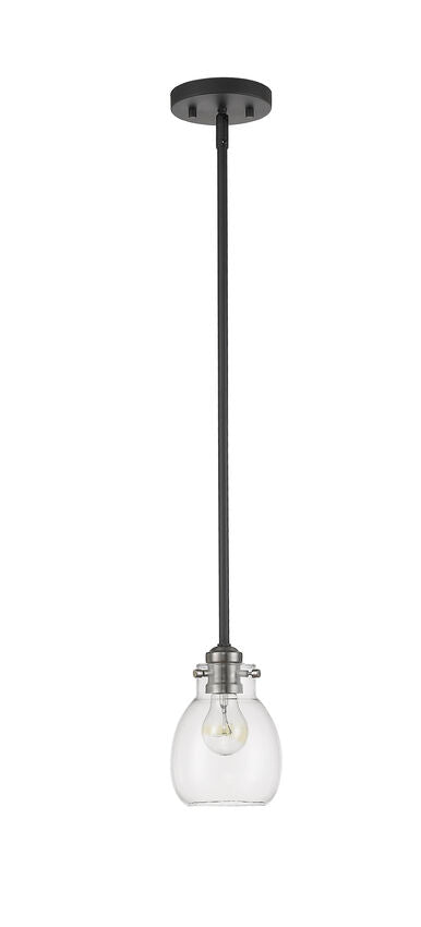 Z-Lite Kraken 6" 1-Light Matte Black and Brushed Nickel Mini Pendant Light With Clear Glass Shade