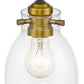 Z-Lite Kraken 6" 1-Light Matte Black and Olde Brass Mini Pendant Light With Clear Glass Shade