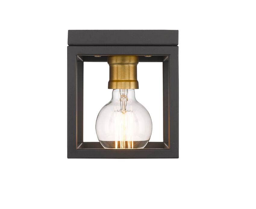 Z-Lite Kube 6" 1-Light Bronze and Olde Brass Steel Flush Mount Lighting