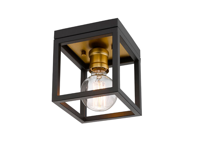 Z-Lite Kube 6" 1-Light Bronze and Olde Brass Steel Flush Mount Lighting