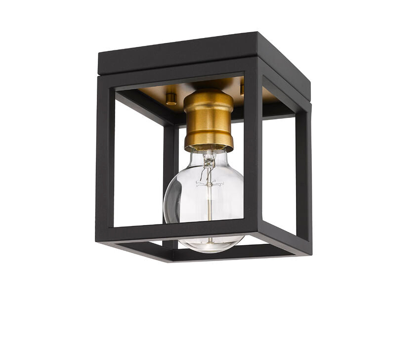 Z-Lite Kube 6" 1-Light Bronze and Olde Brass Steel Flush Mount Lighting