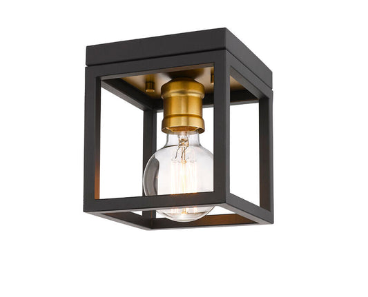 Z-Lite Kube 6" 1-Light Bronze and Olde Brass Steel Flush Mount Lighting