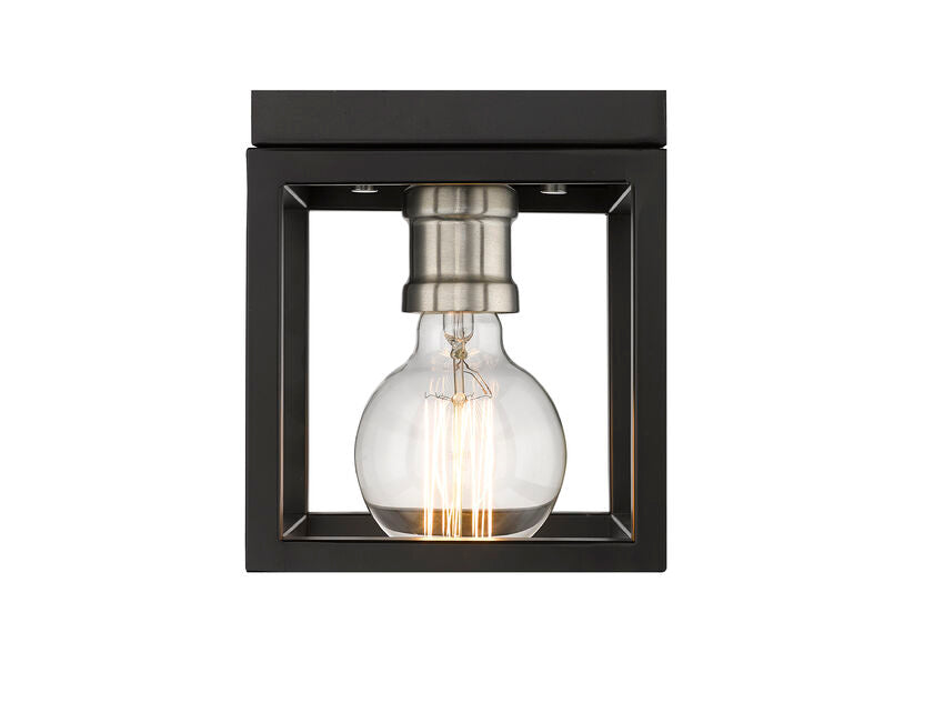 Z-Lite Kube 6" 1-Light Matte Black and Brushed Nickel Steel Flush Mount Lighting