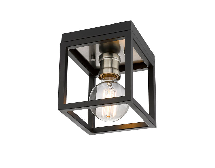 Z-Lite Kube 6" 1-Light Matte Black and Brushed Nickel Steel Flush Mount Lighting