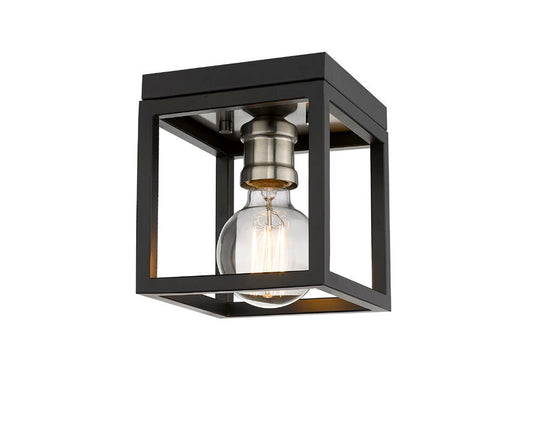 Z-Lite Kube 6" 1-Light Matte Black and Brushed Nickel Steel Flush Mount Lighting