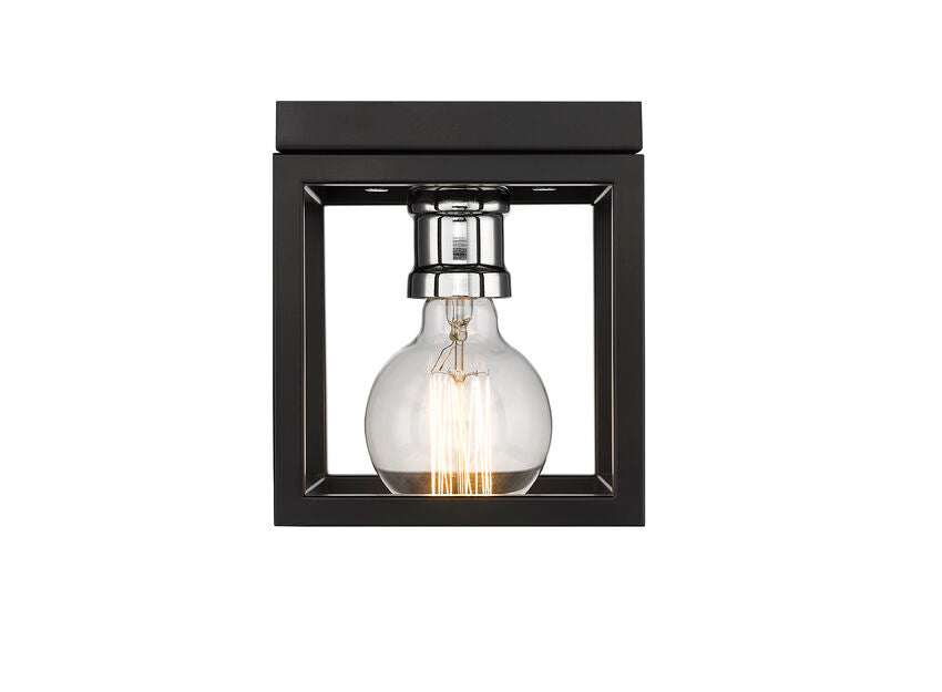 Z-Lite Kube 6" 1-Light Matte Black and Chrome Steel Flush Mount Lighting