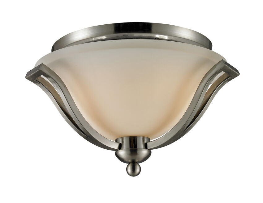 Z-Lite Lagoon 15" 2-Light Brushed Nickel Flush Mount Lighting With Matte Opal Glass Shade