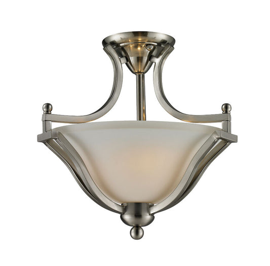 Z-Lite Lagoon 15" 2-Light Brushed Nickel Semi Flush Mount With Matte Opal Glass Shade