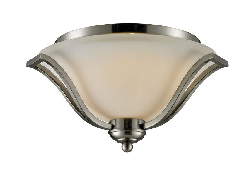 Z-Lite Lagoon 19" 3-Light Brushed Nickel Flush Mount Lighting With Matte Opal Glass Shade