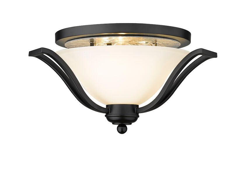 Z-Lite Lagoon 19" 3-Light Matte Black Flush Mount Lighting With Matte Opal Glass Shade