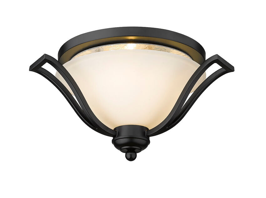 Z-Lite Lagoon 19" 3-Light Matte Black Flush Mount Lighting With Matte Opal Glass Shade