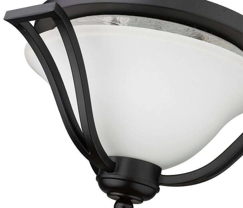 Z-Lite Lagoon 19" 3-Light Matte Black Flush Mount Lighting With Matte Opal Glass Shade
