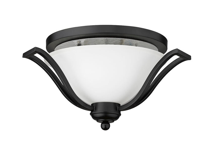 Z-Lite Lagoon 19" 3-Light Matte Black Flush Mount Lighting With Matte Opal Glass Shade