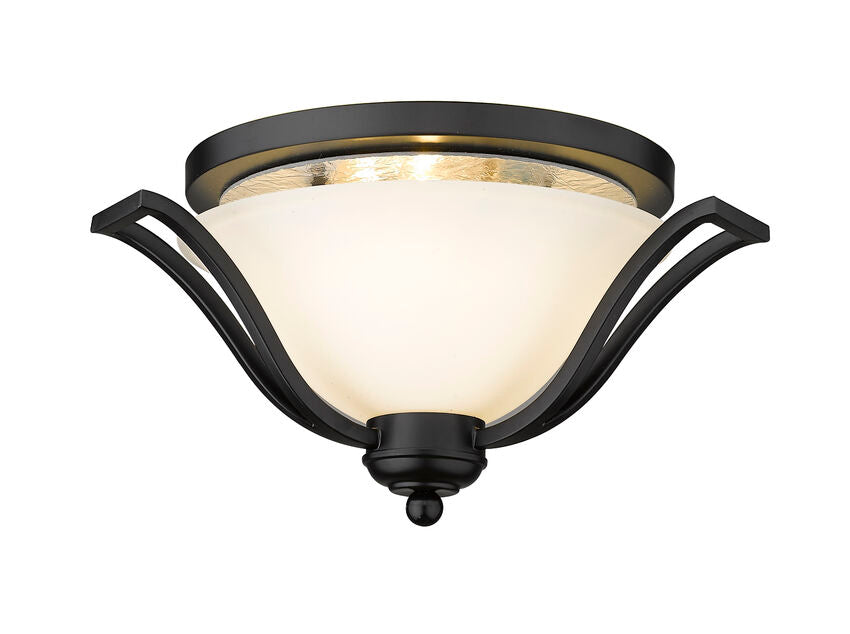 Z-Lite Lagoon 19" 3-Light Matte Black Flush Mount Lighting With Matte Opal Glass Shade