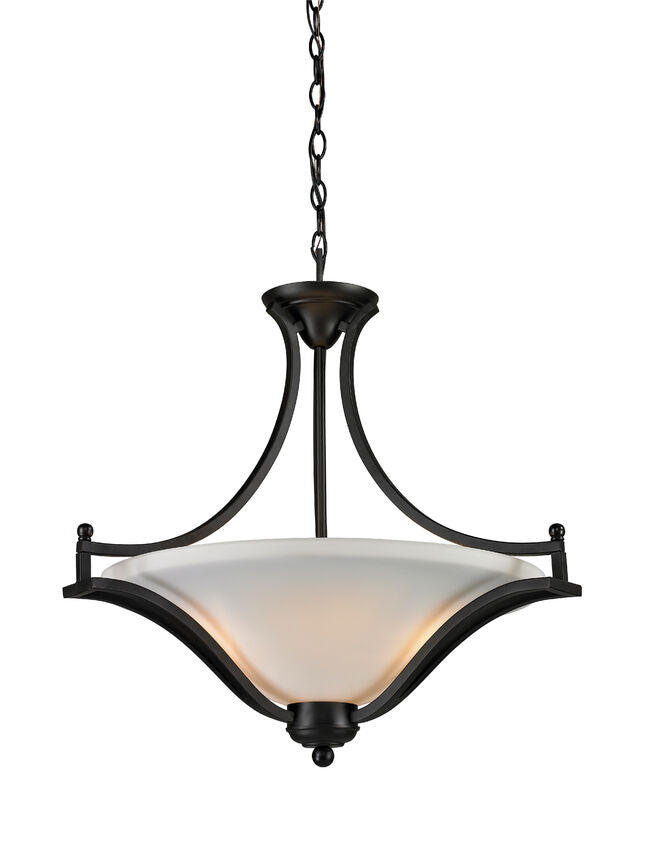 Z-Lite Lagoon 24" 3-Light Matte Black Pendant Light With Matte Opal Glass Shade