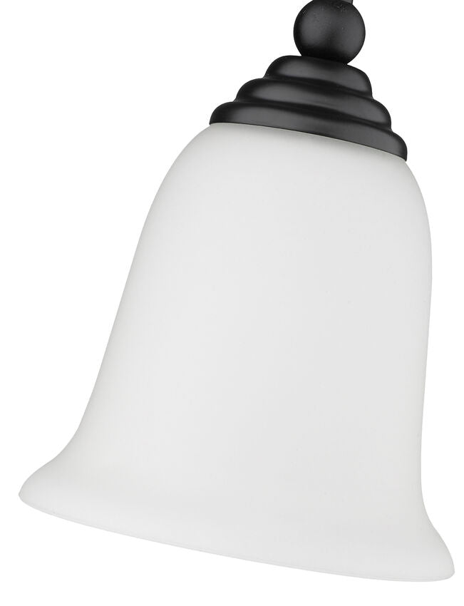 Z-Lite Lagoon 6" 1-Light Matte Black Mini Pendant Light With Matte Opal Glass Shade