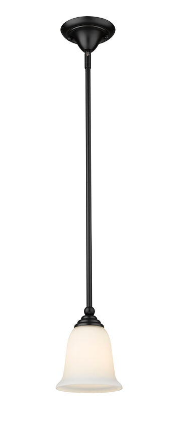Z-Lite Lagoon 6" 1-Light Matte Black Mini Pendant Light With Matte Opal Glass Shade