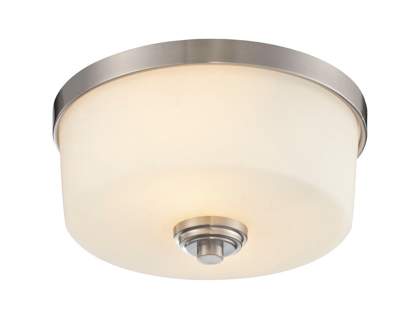 Z-Lite Lamina 12" 2-Light Brushed Nickel Flush Mount Lighting With Matte Opal Glass Shade