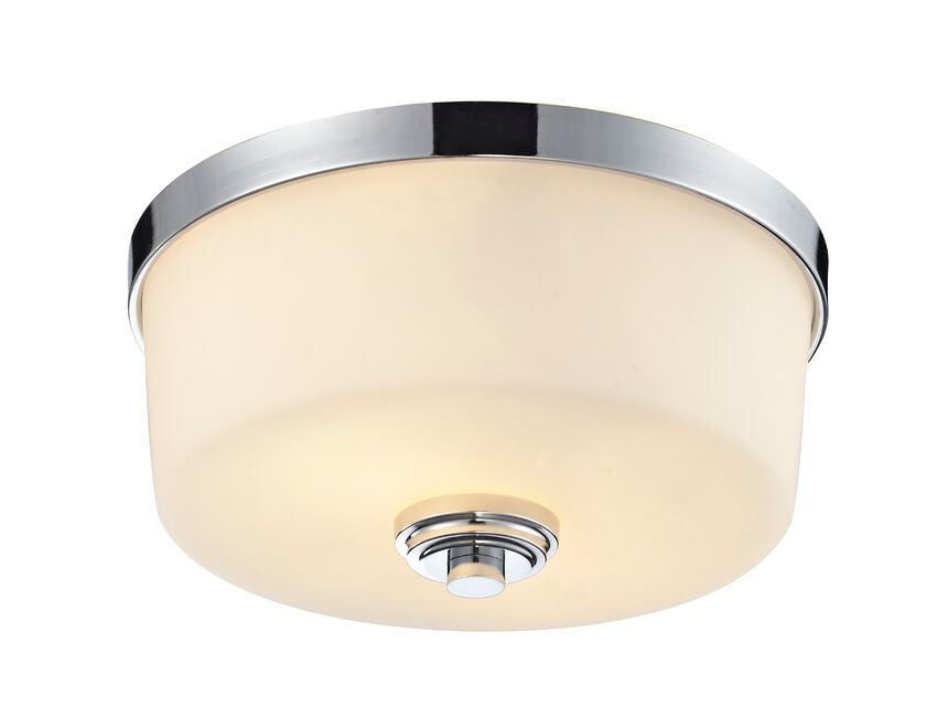 Z-Lite Lamina 12" 2-Light Chrome Flush Mount Lighting With Matte Opal Glass Shade