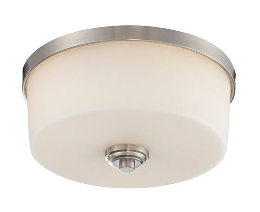 Z-Lite Lamina 14" 3-Light Brushed Nickel Flush Mount Lighting With Matte Opal Glass Shade