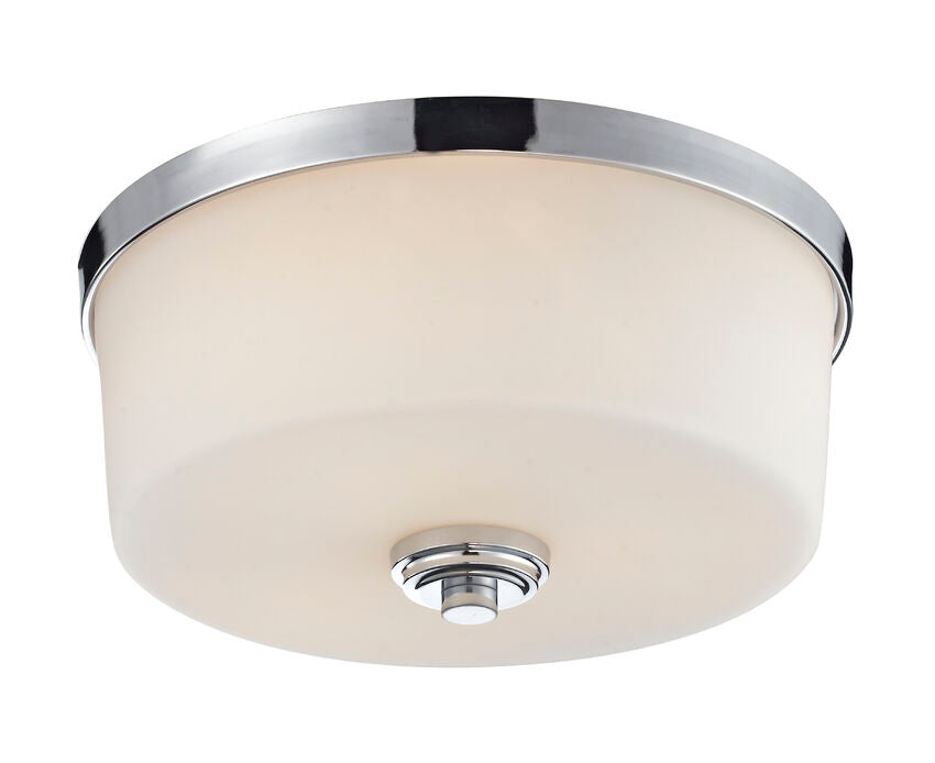 Z-Lite Lamina 14" 3-Light Chrome Flush Mount Lighting With Matte Opal Glass Shade