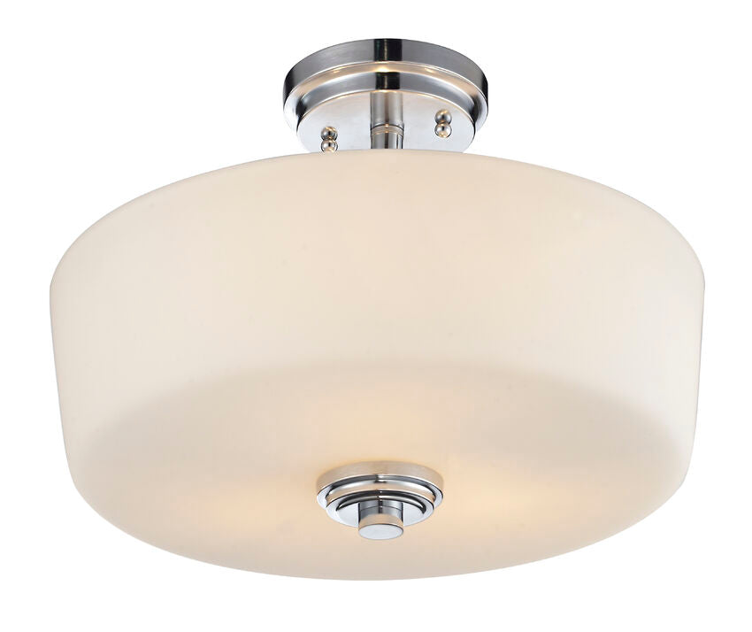 Z-Lite Lamina 15" 3-Light Brushed Nickel Semi Flush Mount With Matte Opal Glass Shade