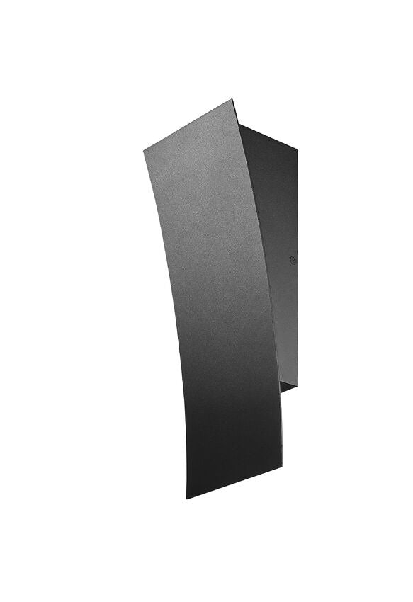 Z-Lite Landrum 5" W x 12" H 1-Light LED Black Aluminum Outdoor Wall Sconce With Sand Blast Glass Shade