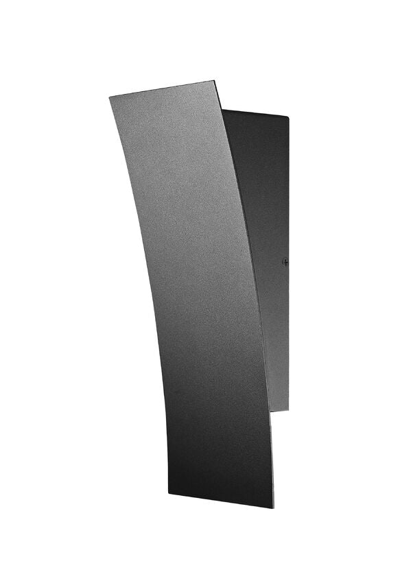 Z-Lite Landrum 5" W x 12" H 1-Light LED Black Aluminum Outdoor Wall Sconce With Sand Blast Glass Shade