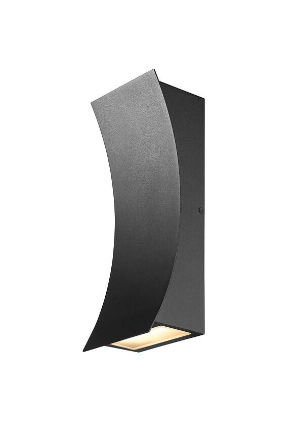 Z-Lite Landrum 5" W x 12" H 2-Light LED Black Aluminum Outdoor Wall Sconce With Sand Blast Glass Shade
