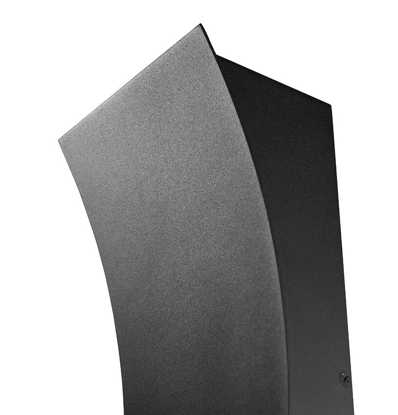 Z-Lite Landrum 5" W x 12" H 2-Light LED Black Aluminum Outdoor Wall Sconce With Sand Blast Glass Shade