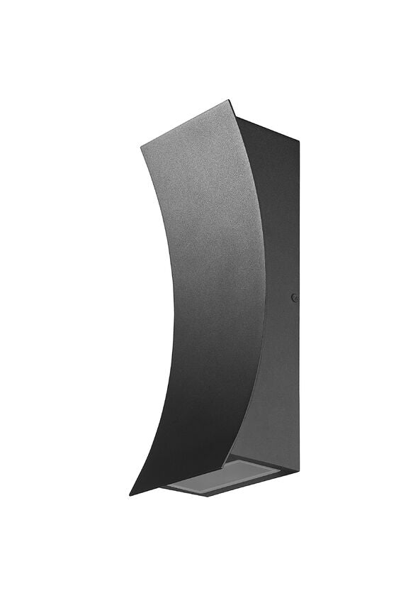 Z-Lite Landrum 5" W x 12" H 2-Light LED Black Aluminum Outdoor Wall Sconce With Sand Blast Glass Shade