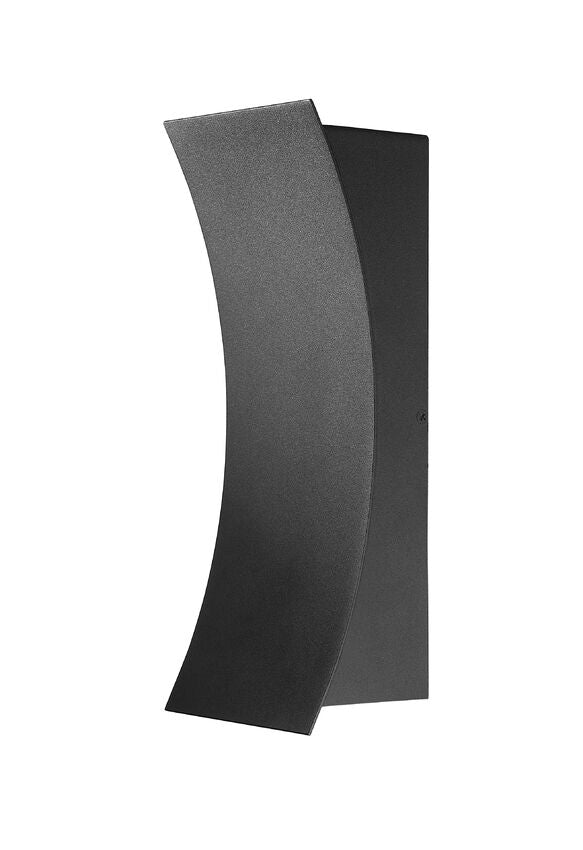 Z-Lite Landrum 5" W x 12" H 2-Light LED Black Aluminum Outdoor Wall Sconce With Sand Blast Glass Shade