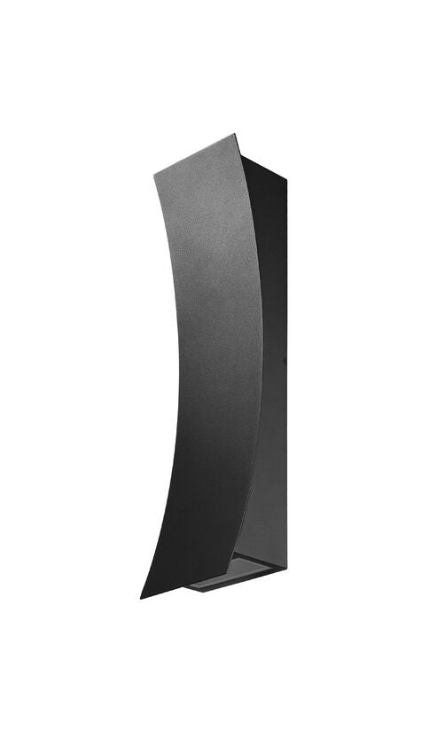 Z-Lite Landrum 5" W x 18" H 2-Light LED Black Aluminum Outdoor Wall Sconce With Sand Blast Glass Shade