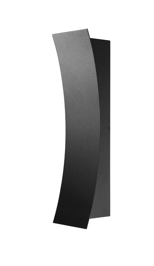Z-Lite Landrum 5" W x 18" H 2-Light LED Black Aluminum Outdoor Wall Sconce With Sand Blast Glass Shade