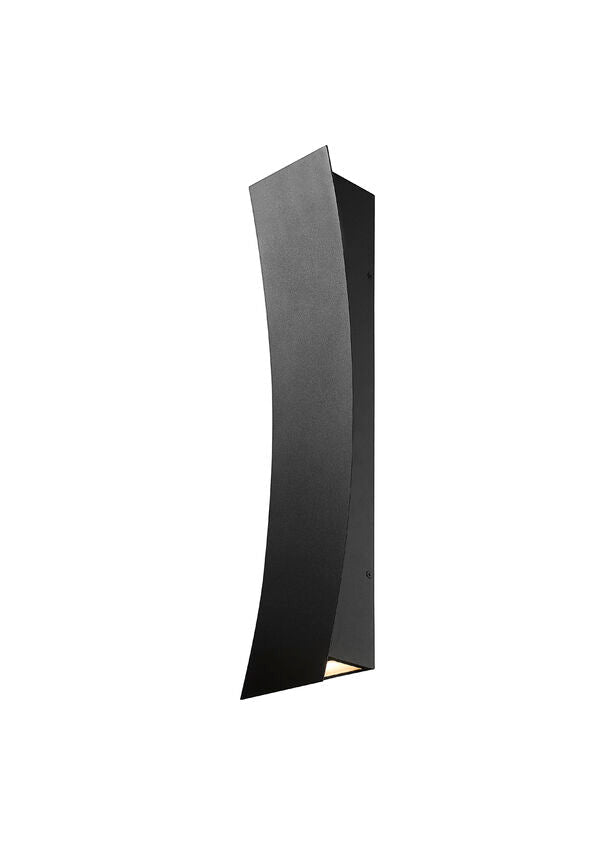 Z-Lite Landrum 5" W x 24" H 2-Light LED Black Aluminum Outdoor Wall Sconce With Sand Blast Glass Shade