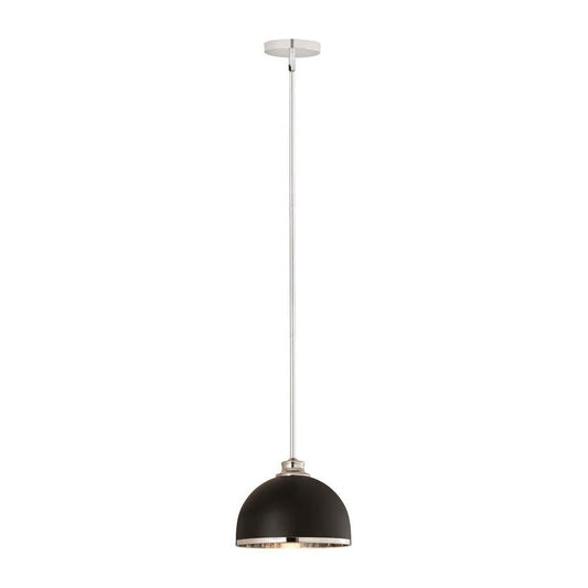 Z-Lite Landry 10" 1-Light Matte Black and Chrome Pendant Light
