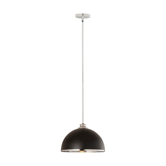 Z-Lite Landry 14" 1-Light Matte Black and Chrome Pendant Light