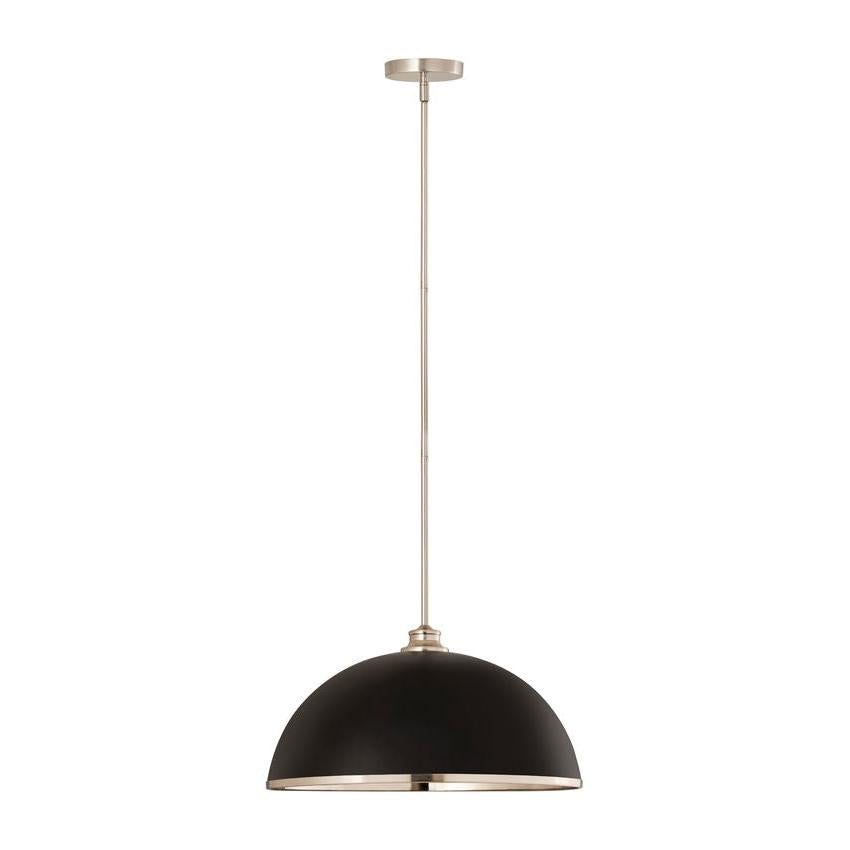Z-Lite Landry 20" 1-Light Matte Black and Brushed Nickel Pendant Light
