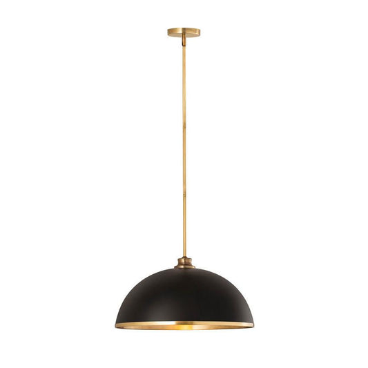 Z-Lite Landry 20" 1-Light Matte Black and Rubbed Brass Pendant Light