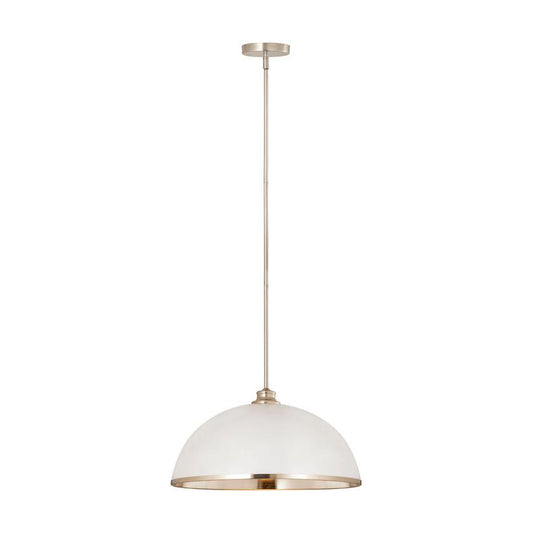 Z-Lite Landry 20" 1-Light Matte White and Brushed Nickel Pendant Light