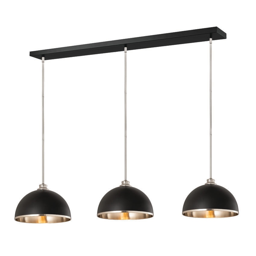Z-Lite Landry 54" 3-Light Stainless Steel Matte Black and Brushed Nickel Pendant Light