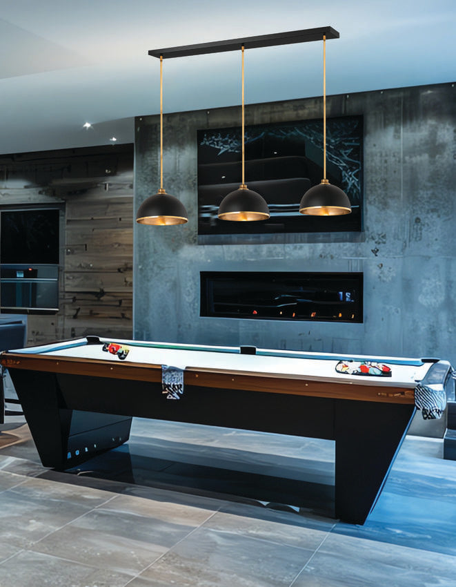 Z-Lite Landry 54" 3-Light Stainless Steel Matte Black and Rubbed Brass Pendant Light