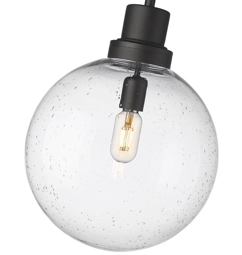 Z-Lite Laurent 12" 1-Light Black Aluminum Outdoor Pendant Light With Clear Seedy Glass Shade